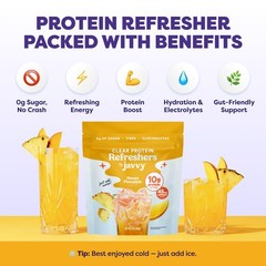 Javvy Clear Protein Refresher Drink Mix – 10g of Whey Protein and Collagen Pe…