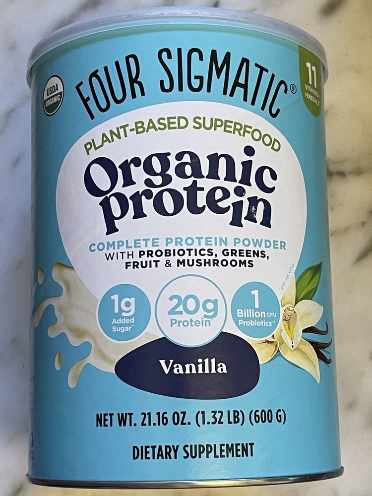 Four Sigmatic Plant Protein Mushrooms Vanilla Probiotics GF 1g Sugar NOV2026