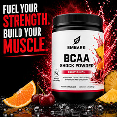 BCAA Powder 2:1:1 Fruit Punch, Muscle Recovery & Lean Muscle Support 292g