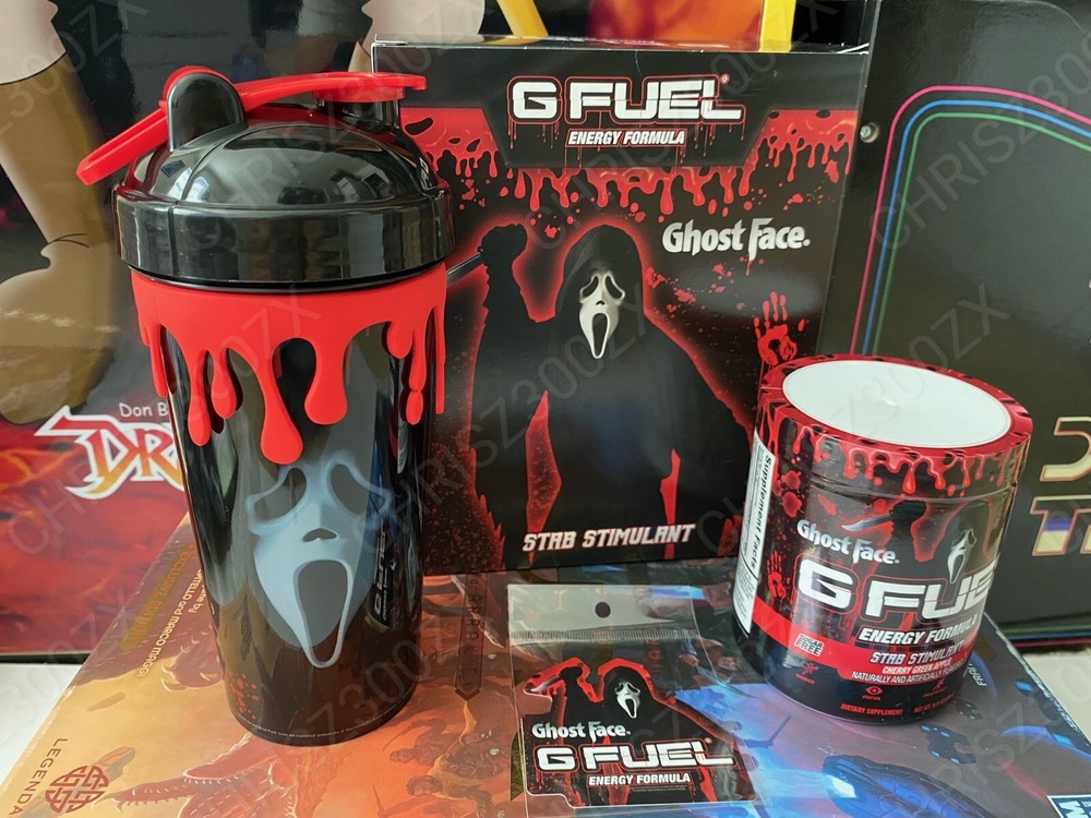 GFUEL Scream Stab Stimulant Ghost Face Collector’s Box Plastic Shaker Tub G FUEL