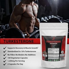TURKESTERONE 10% AJUGA TURKESTANICA Strong Potency Extract 200 Veggie Capsules