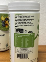 365 Whole Foods Organic Hemp Protein Powder, 16 oz Unflavored Pack of 2
