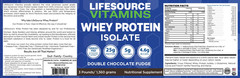 LifeSource Vitamins Whey Protein ISOLATE Grass Fed Double Chocolate Fudge 3 lbs