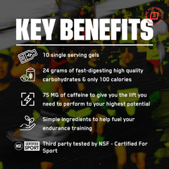 BPN Go Gel Endurance Caffeinated Mixed Berry 10 Packs 24g Carbs 100 Calories