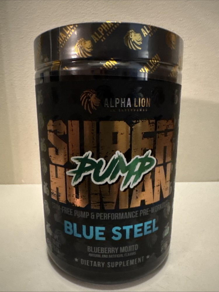 Alpha Lion Super Human Pump Pre-Workout Blue Steel 13.18 Oz 42 Servings L@@K !!