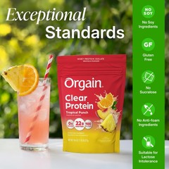 Orgain Clear Whey Protein Powder – Tropical Punch 18.4 Oz