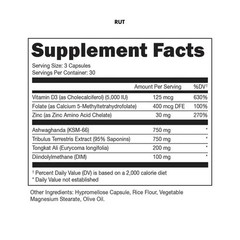 BUCKED UP RUT TESTOSTERONE BOOSTER 90Caps 30Serv Hormone Balance Mood, FS!