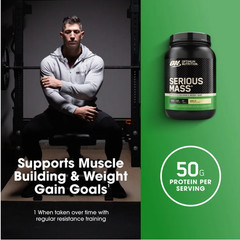 Optimum Nutrition Serious Mass Weight Gainer, Vanilla, 3 lb