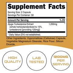 Bucked Up Turkesterone 1200mg Ajuga Turkestanica Extract 100 Capsules 50 serving
