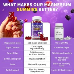 Herbance Magnesium Glycinate Gummies 500mg, High Absorption Magnesium glycinate