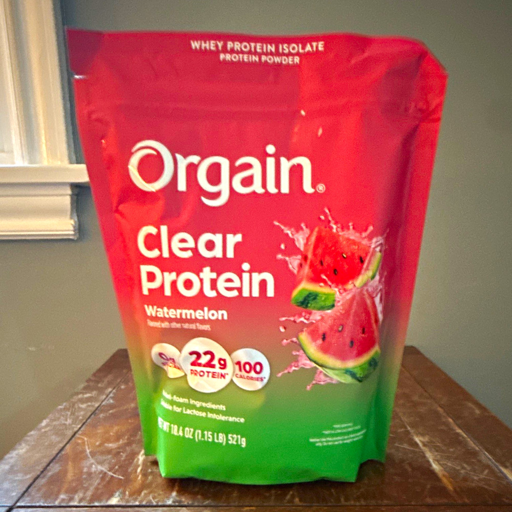 Orgain Clear Whey Protein Isolate Powder Watermelon Gluten-Free 18.4 oz