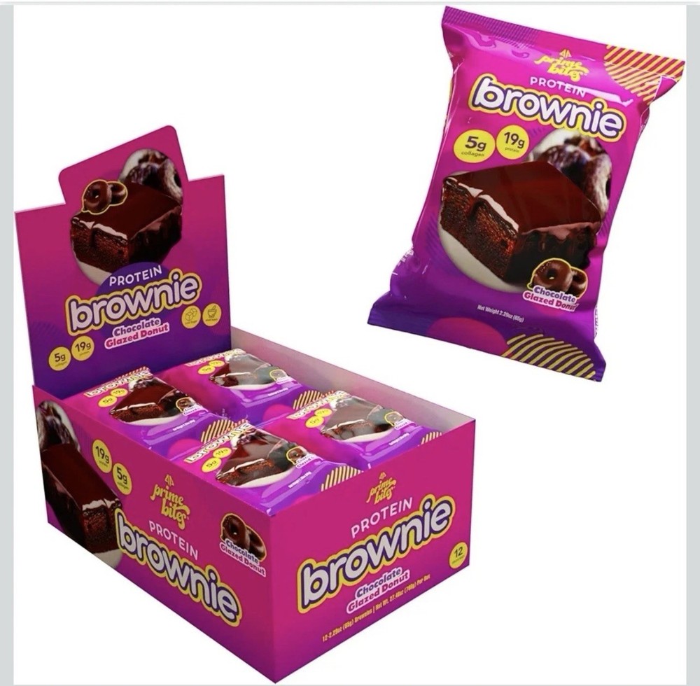 JUST IN!! Prime Bites Protein Brownie Chocolate Glazed Donut 🍩 5g Collagen 12CT