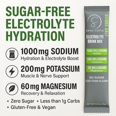 Electrolyte Drink Mix Hydration Packets: 1000Mg Sodium, Potassium & Magnesium Ci