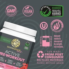 Sunwarrior Pre Workout Powder Energy Drink Supplement Clean Vegan Plant-Based