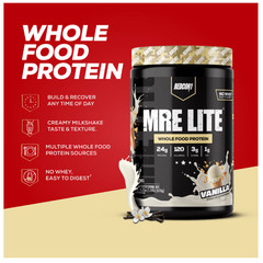 REDCON1 MRE Lite Whole Food Protein Powder, Vanilla Milkshake, Whey & Lactose