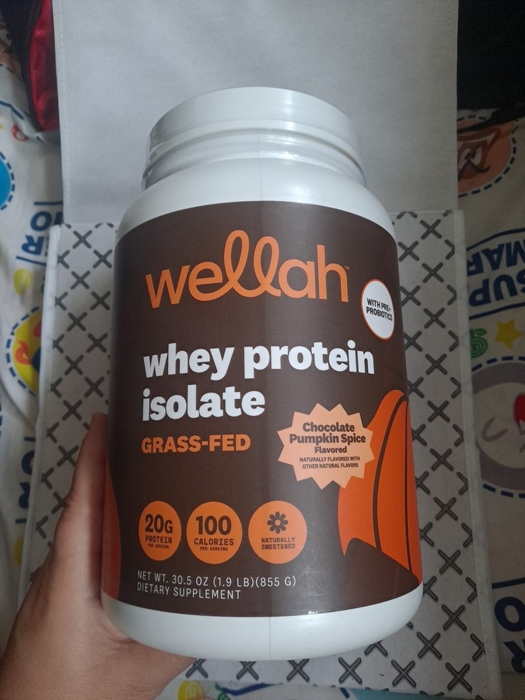 Wellah Grass-Fed Whey Protein Isolate Powder Chocolate Pumpkin Spice 30 Servings