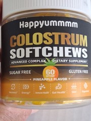 HAPPYUMMMM COLOSTRUM SOFT-CHEWS PINEAPPLE (60) SUGAR & GLUTEN FREE SUPPLEMENTS