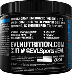 Evlution Nutrition Trans4orm – Fat Burning Support – Blue Raz – 30 Servings