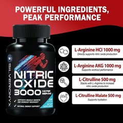 Extra Strength Nitric Oxide Supplement L Arginine 3X Strength -Citrulline Malate