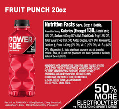 Powerade Fruit Punch, Electrolyte Enhanced Sports Drink, 20 Fl Oz Bottles, 8 Pac