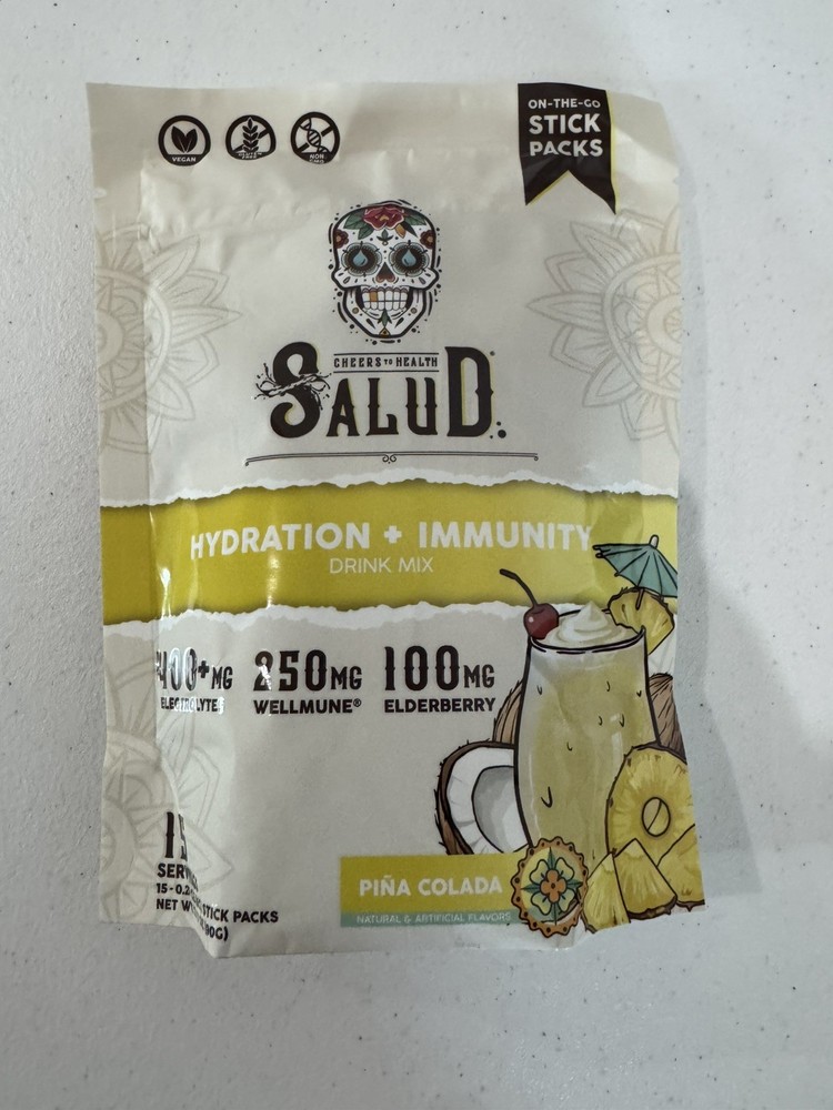 Salud Hydration+Immunity Electrolyte Drink Mix Piña Colada 15 Exp 6/28