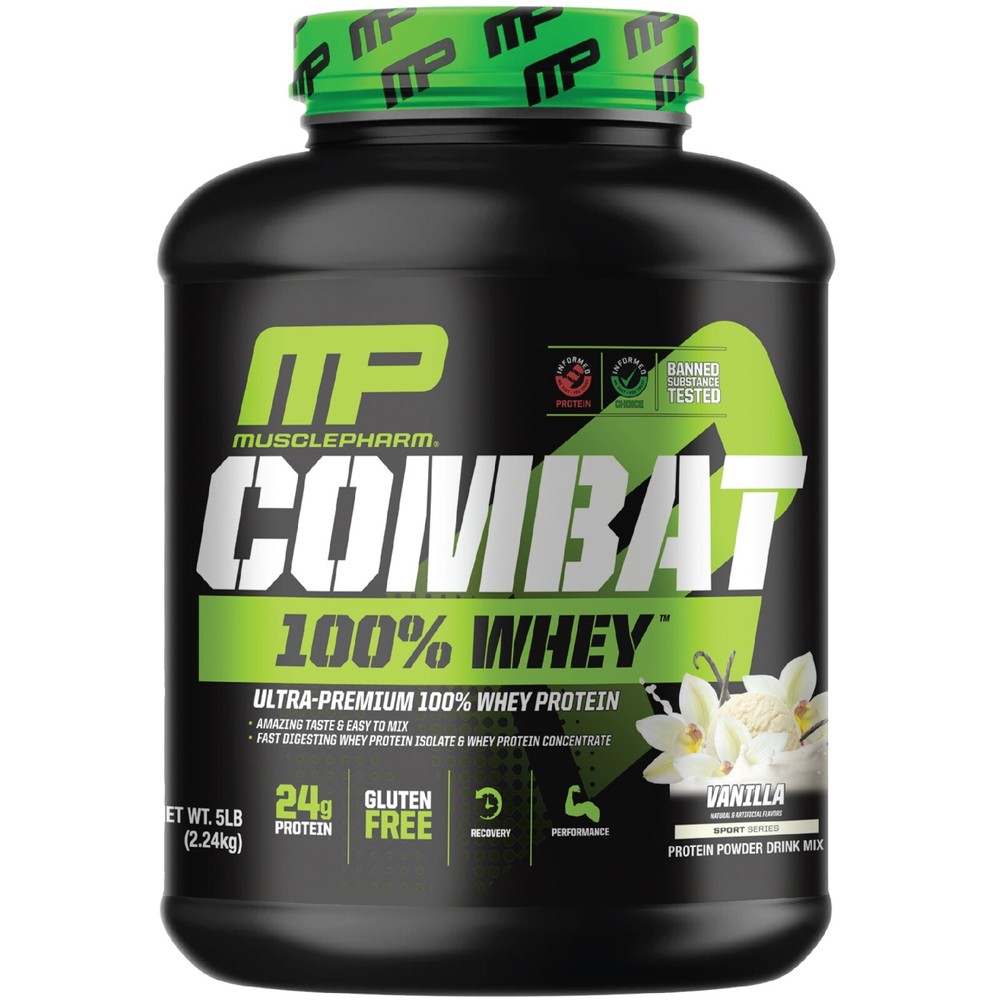 MusclePharm Combat 100% Whey Protein Powder – 5 lb, 70 Servings, Vanilla