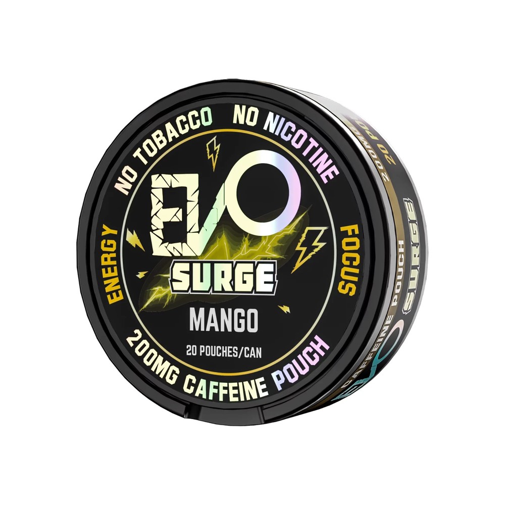 EVO Surge 200mg Caffeine Pouches – 20 Pouch Pack – Mango Flavor