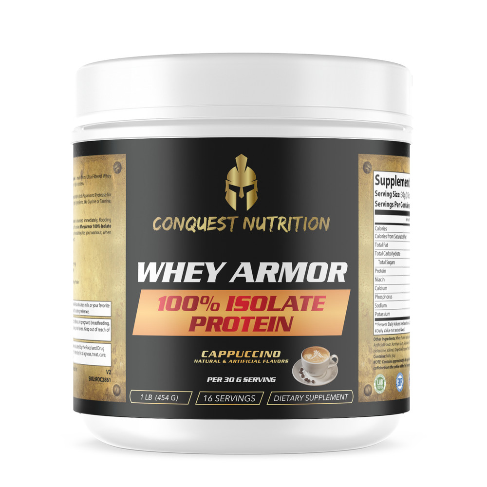 Conquest Whey Armor 100% Whey Isolate Protein Cappuccino 1lb Muscle Recovery