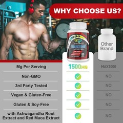Testosterone Supplement for Men – Booster 60 Count (Pack of 1)