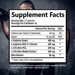 Nitric Oxide Booster Arginine Improve Sexual Performance 1200 mg Muscle Growth