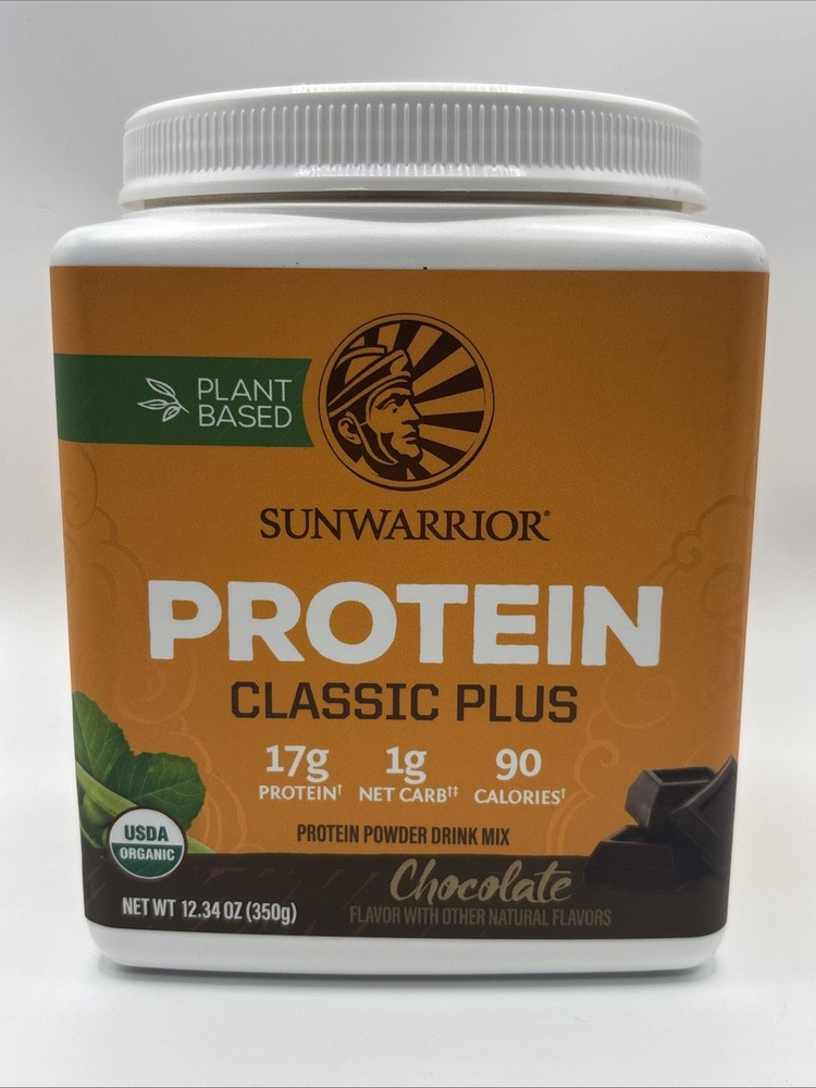 Sun Warrior Protein Classic Plus, Chocolate 13.2 Oz – Keto Friendly 07/27