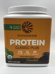 Sun Warrior Protein Classic Plus, Chocolate 13.2 Oz – Keto Friendly 07/27