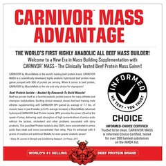 MuscleMeds Carnivor Mass Anabolic Beef Protein Gainer, Vanilla Caramel, 10 Po…