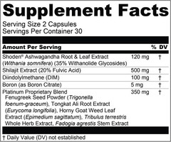 T-Hero Platinum Testosterone Booster – Energy, Muscle & Male Performance, 60ct