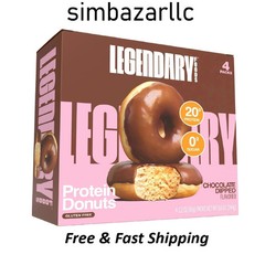 Legendary Foods Protein Donuts – Chocolate Dipped 4 Pack | Protein Snack | Glute