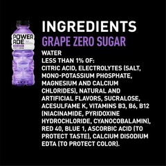 POWERADE Electrolyte Enhanced Zero Sugar Grape Sports Drink, 20 Ounce (Pack of 8