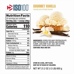 SALE! Dymatize ISO100 Hydrolyzed Whey Isolate Protein Powder Vanilla 20 Servings