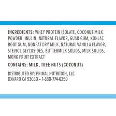 Primal Kitchen Primal Fuel Vanilla Coconut Whey Protein Drink Mix Gluten And