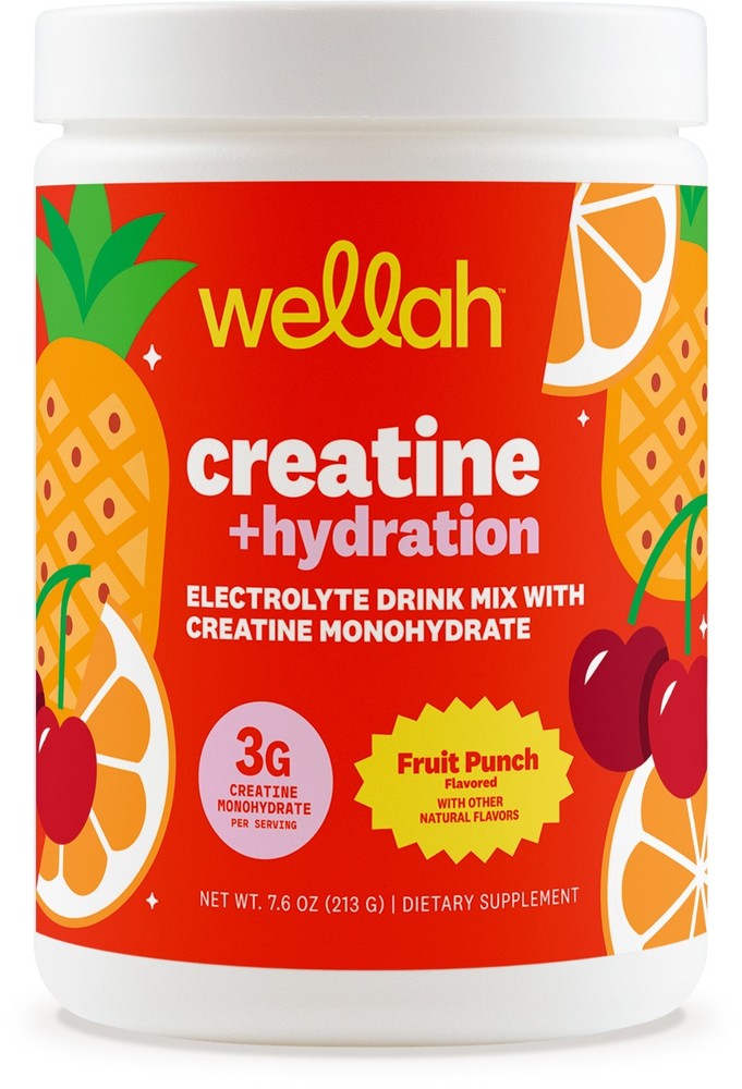 Wellah Creatine + Hydration Powder (Fruit Punch) 30 Servings – Drink Mix