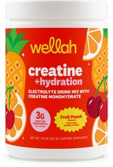 Wellah Creatine + Hydration Powder (Fruit Punch) 30 Servings – Drink Mix