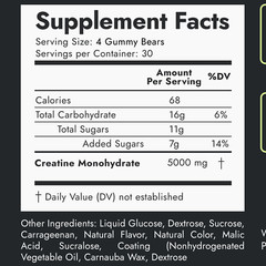 Creatine Gummies Chewable Creatine 1,250mg per Gummy – Natural Pineapple Flavor