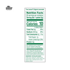 TRUE LEMON Original Lemonade Drink Mix Stevia 30 Count