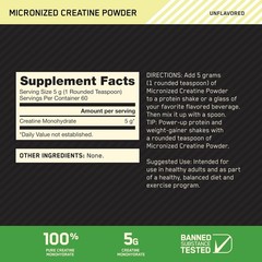 Optimum Nutrition Creatine Monohydrate Powder, Unflavored, 300g 60 Servings
