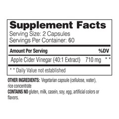 Enzymedica Apple Cider Vinegar Healthy Weight And Digestive Support 120 Count