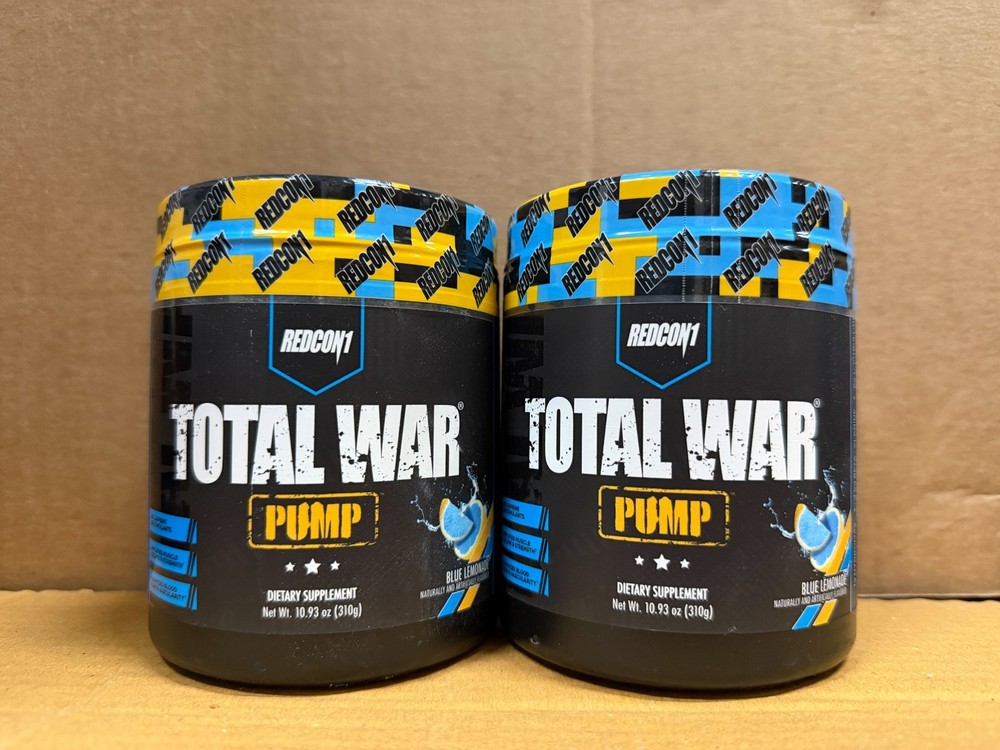 2 Pack REDCON1 TOTAL WAR PUMP Blue Lemonade Stim Free PreWorkout 30 Srv 2027 EXP