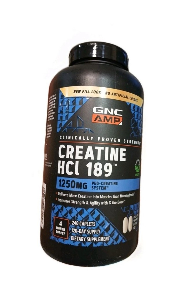 GNC AMP Creatine HCl 189 Pills, Clinically Proven 240 Count, Exp 827