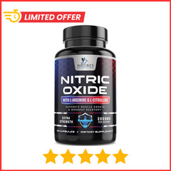 Nitric Oxide Booster 3000mg L-Arginine 3X Extra Strength Capsules