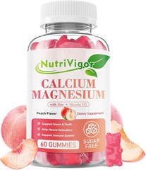 NutriVigor Calcium & Magnesium Gummies with Vitamin D3 and Zinc ~ Sugar-Free