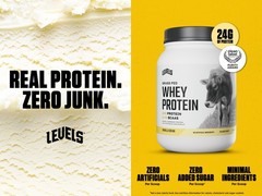Levels Grass Fed Whey Protein, No Artificials, 24G Protein, Vanilla Bean, 1.48LB