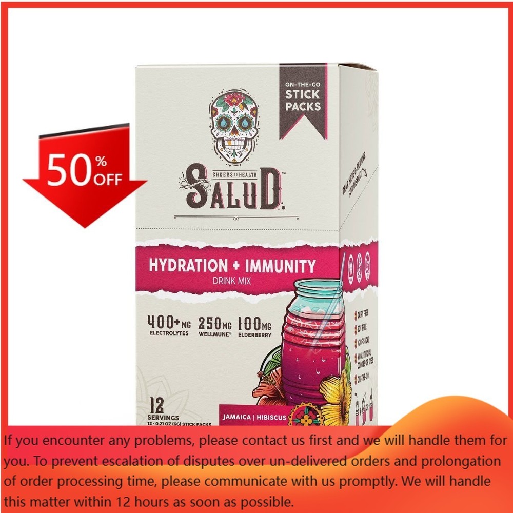 Salud Hydration + Immunity Drink Mix, Hibiscus – 12pk/2.54oz